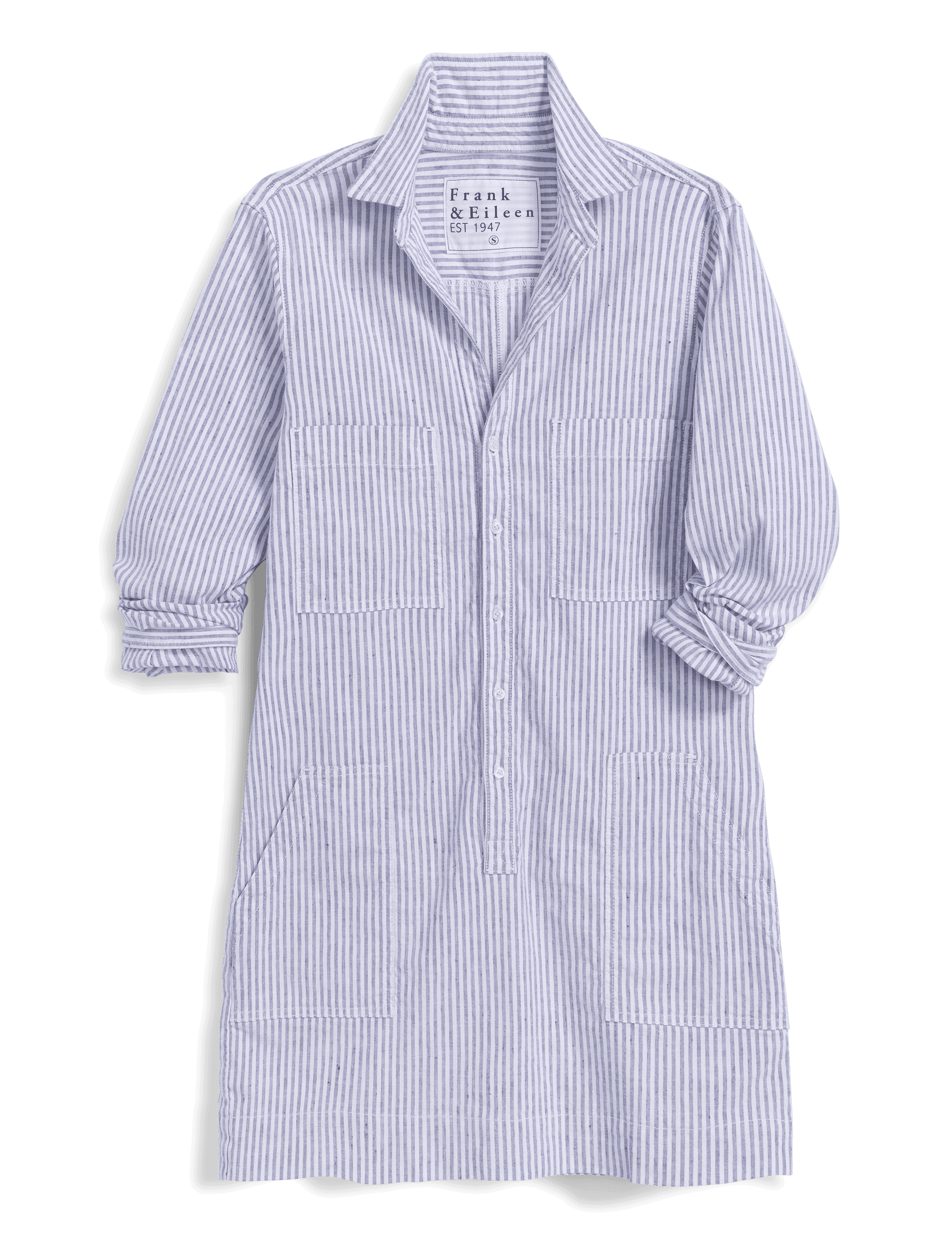 IRELAND DRESS Navy and White Stripe, Italian Performance Linen